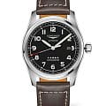Longines Longines Conquest L3.811.4.53.3  L38114533 кварцевые мужские часы черный циферблат, браслет кожаный — вид спереди